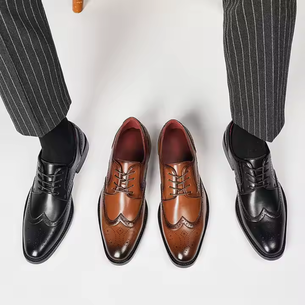 Chaussures homme élégantes Danoir Paris Santorini en brun avec semelle rehaussante de 6 cm, aspect sophistiqué et confortable