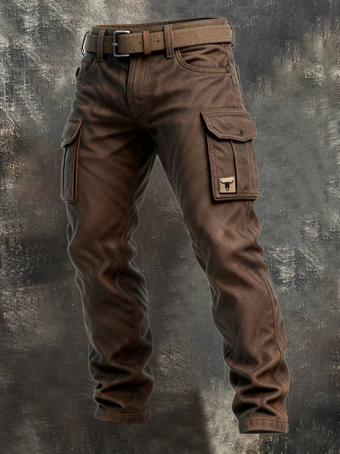 Pantalon cargo doublé Danoir Pairs™ de couleur brun foncé, tissu chaud et confortable, vue de face.