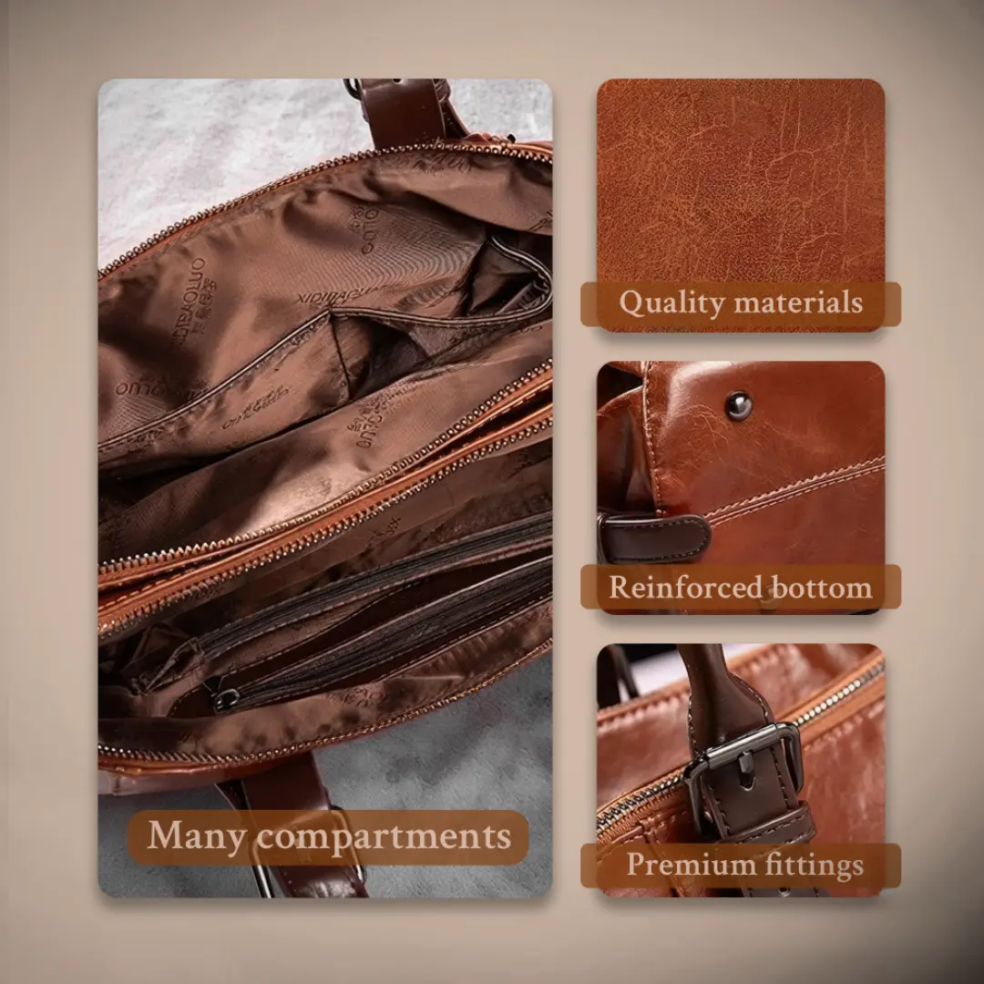 Sac à déclaration Silke Danoir Paris en cuir brun, élégant et Heritage, avec détails raffinés et bandoulière ajustable.