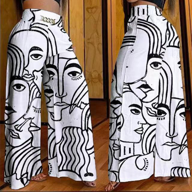 Pantalon large taille haute sculptant Évelyne™ de Danoir Paris en blanc, vue de face, en tissu fluide et élégant.