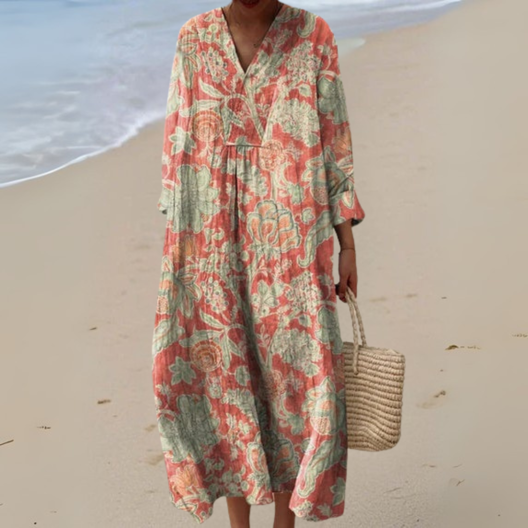 Robe vintage à fleurs Lisa de Danoir Paris, sans manches, col rond, style élégant et féminin.