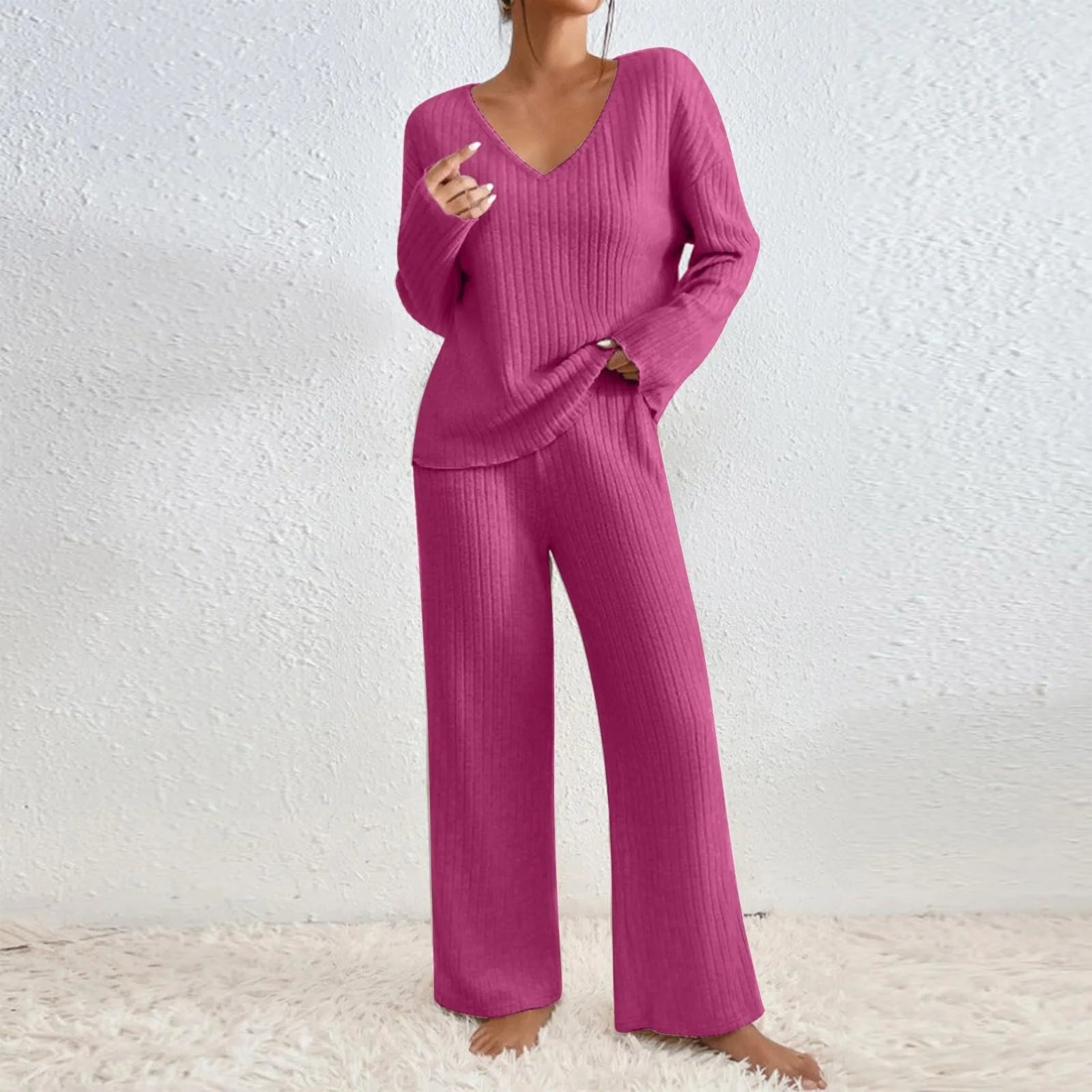 Ensemble décontracté beige Inès de Danoir Paris, vêtement confortable pour femmes, vue de l'ensemble porté.