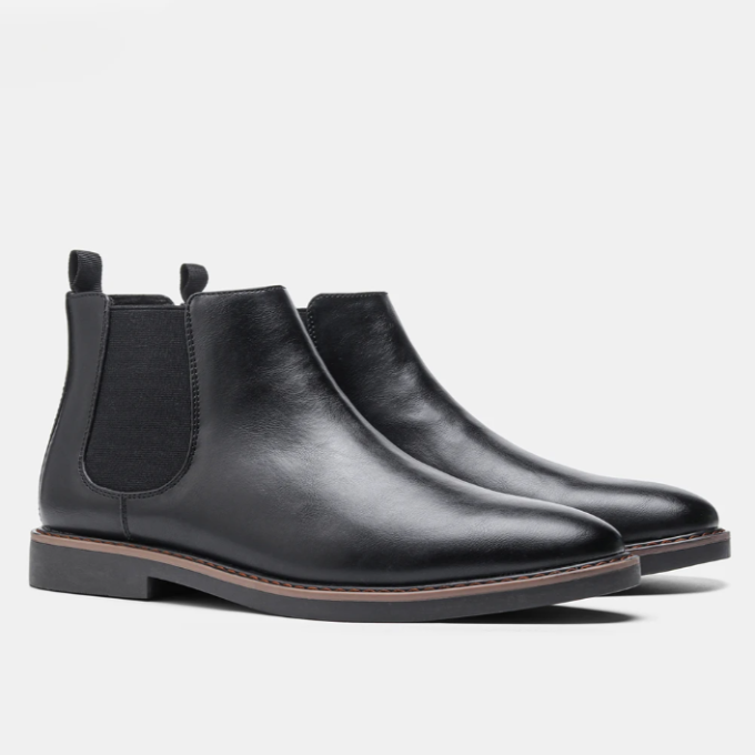 Chaussures Chelsea Danoir Paris en cuir marron foncé, bottines élégantes pour homme, taille 40.