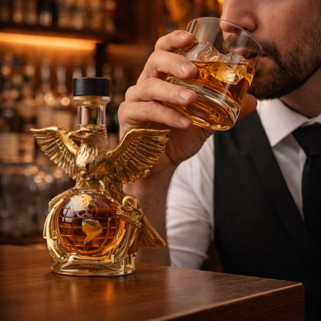 Carafe à whisky Danoir Paris Édition Aquila en verre élégant avec bouchon, idéale pour servir le whisky avec style.
