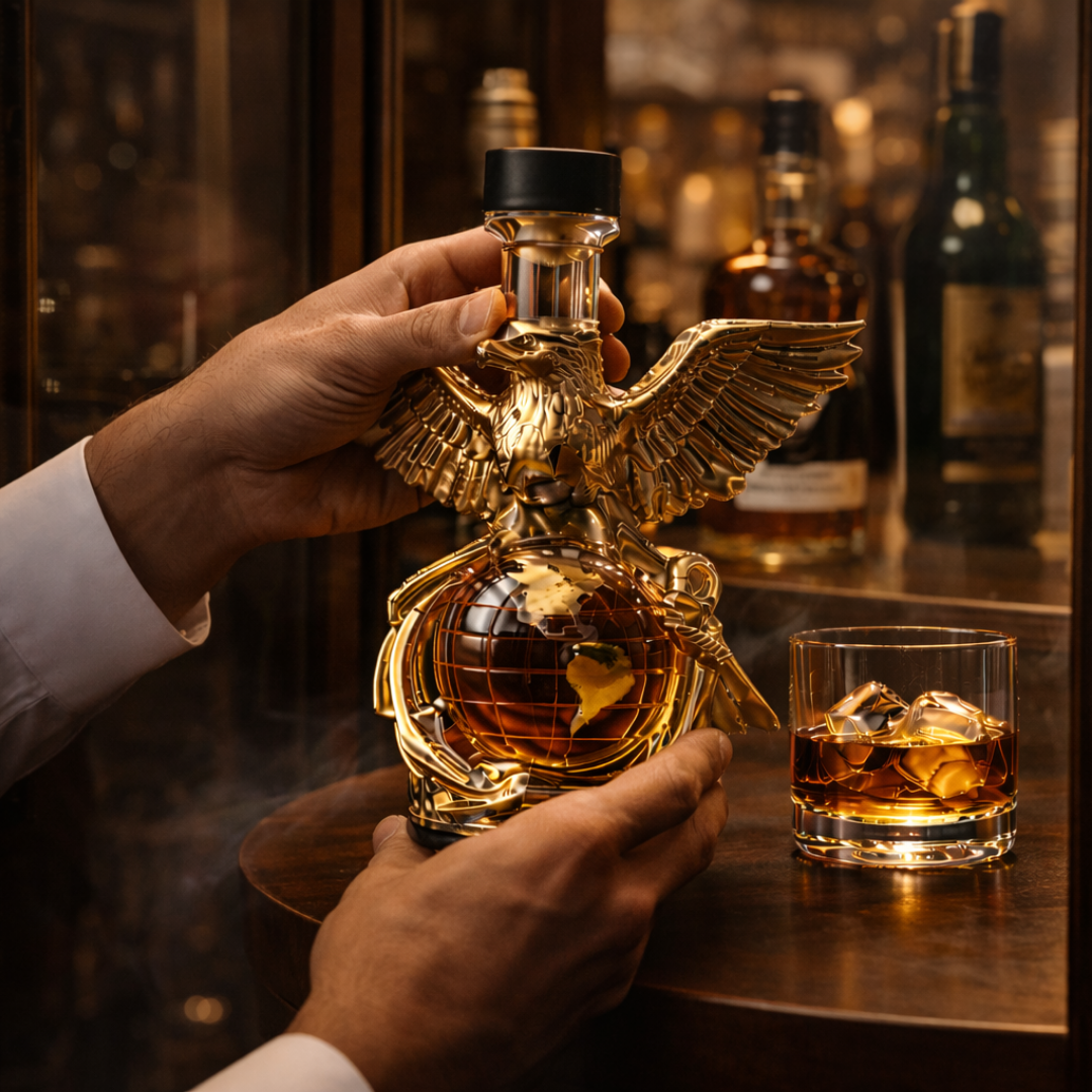 Carafe à whisky Danoir Paris Édition Aquila en verre élégant avec bouchon, destinée à la dégustation de whisky.