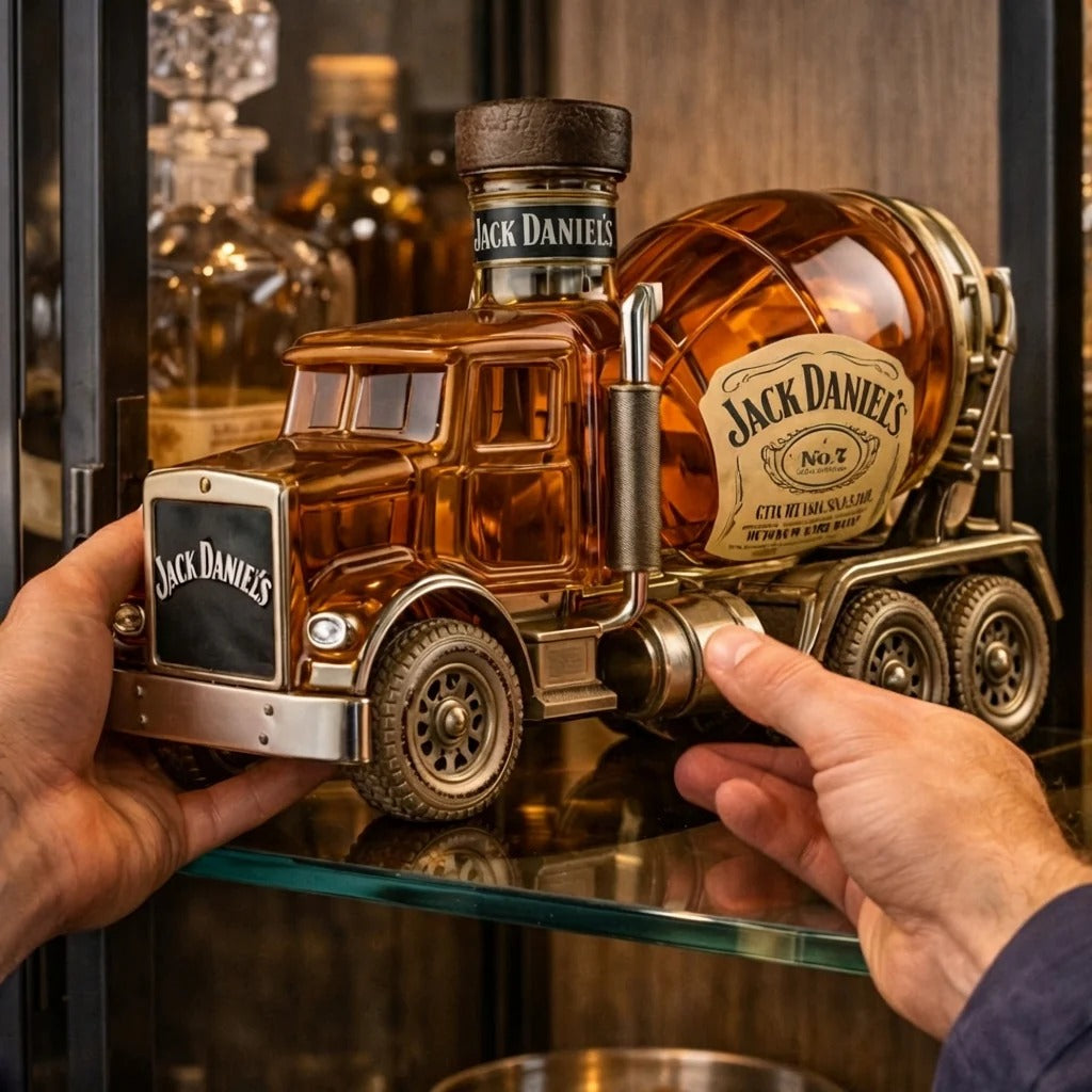 Carafe à whisky Danoir Paris, édition Camion, en verre transparent avec motif de camion pour stockage et service.