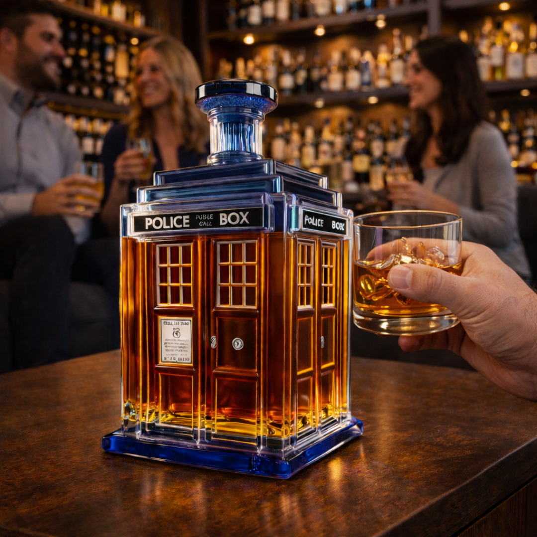 Carafe à whisky Danoir Paris, édition Équipe, en verre transparent avec logo gravé, pour servir le whisky avec style