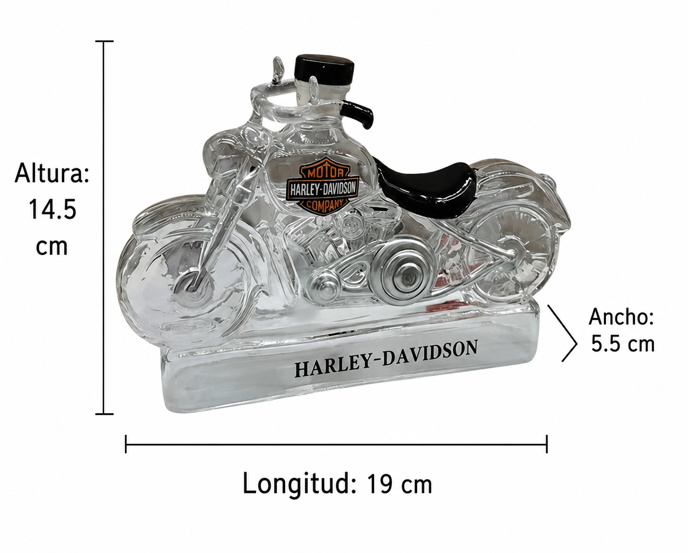 Carafe à whisky Danoir Paris Édition Harley-Davidson avec logo gravé, en verre transparent, pour conserve et service de whisky.