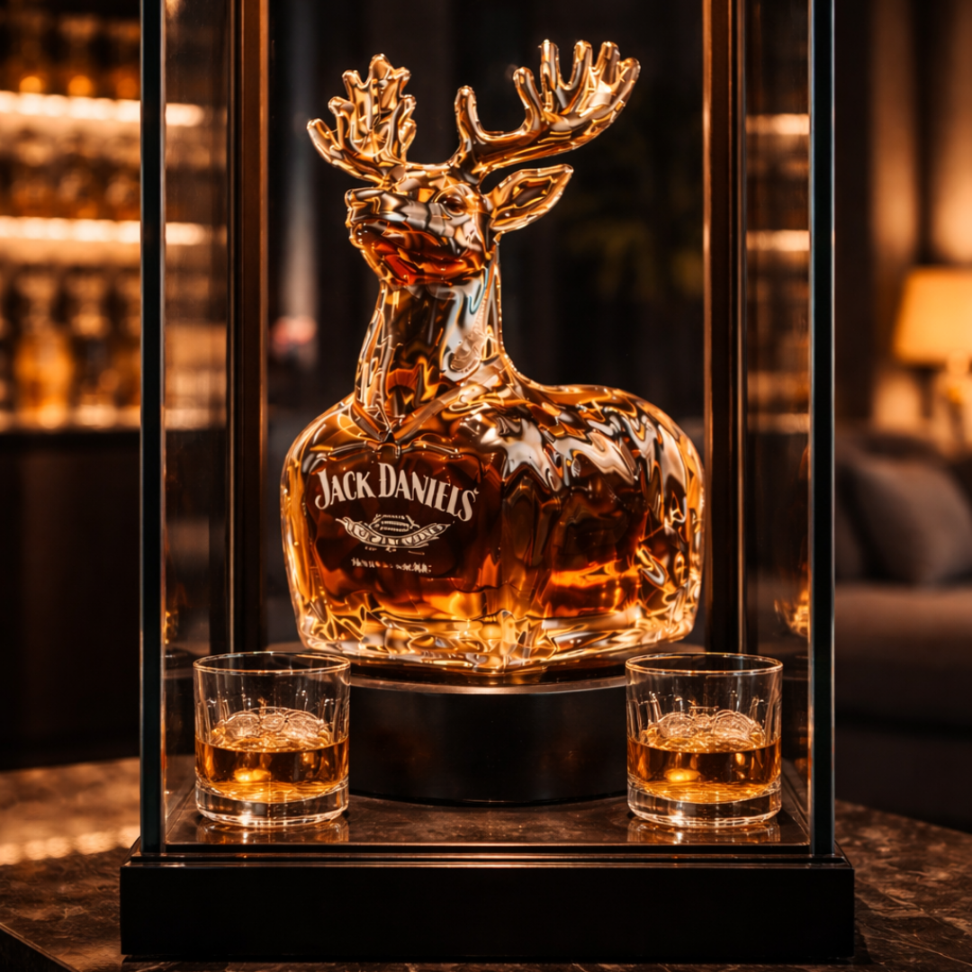 Carafe à whisky Danoir Paris Édition Reno en verre transparent, avec bouchon en liège et design élégant.