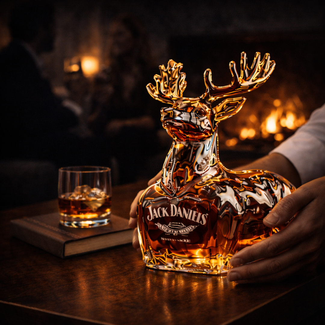 Carafe à whisky Danoir Paris Édition Reno en verre transparent, avec bouchon en liège, design élégant et moderne.