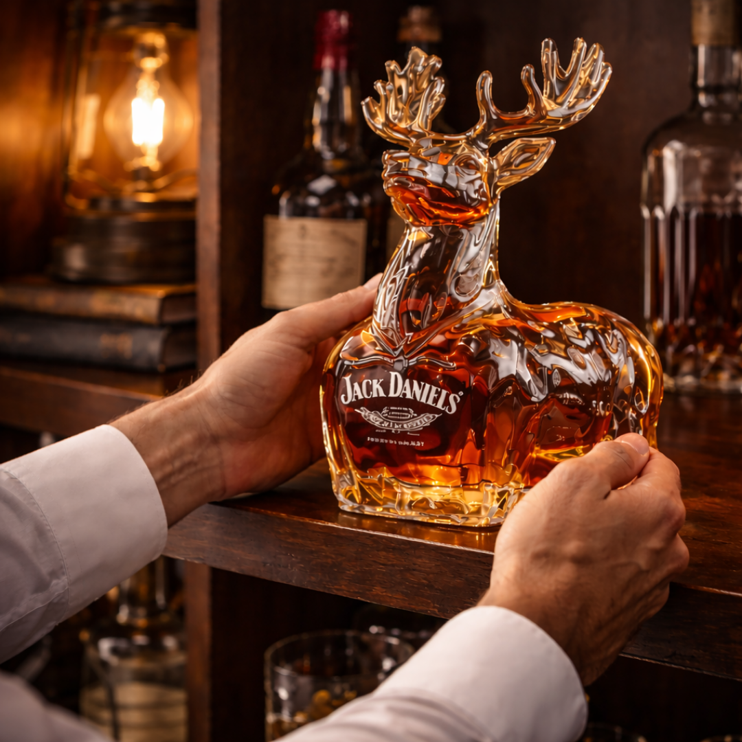 Carafe à whisky Danoir Paris Édition Reno en verre transparent, avec bouchon, pour servir et conserver le whisky.