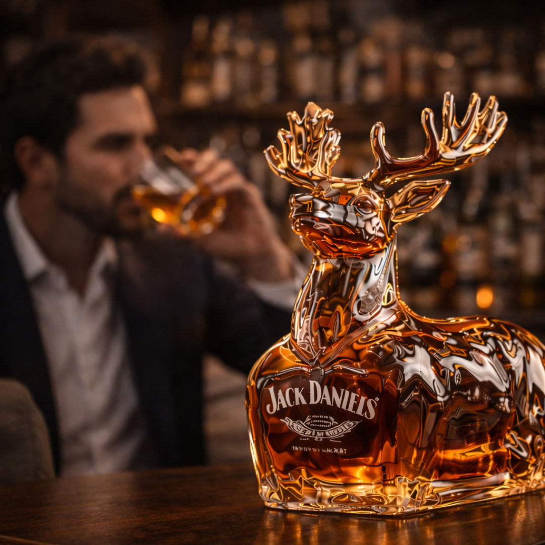 Carafe à whisky Danoir Paris Édition Reno en verre transparent avec bouchon, élégante et raffinée pour servir le whisky.