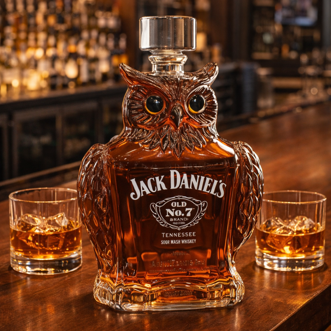 Carafe à whisky Danoir Paris Édition Sowa en verre transparent, élégante avec bouchon en liège, pour servir le whisky avec style.