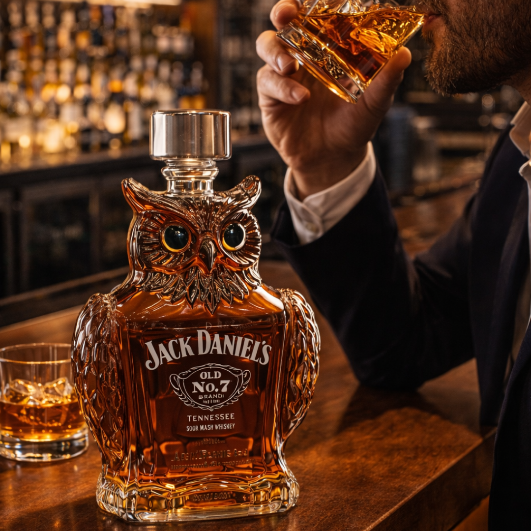 Carafe à whisky Danoir Paris Édition Sowa en verre transparent avec bouchon, élégante et raffinée pour servir le whisky.