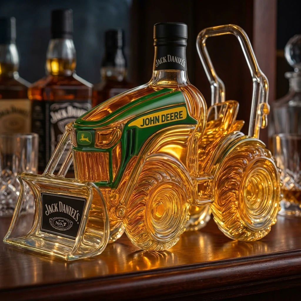 Carafe à whisky Danoir Paris Édition Traktor en verre transparent avec bouchon, design moderne et élégante pour boissons.