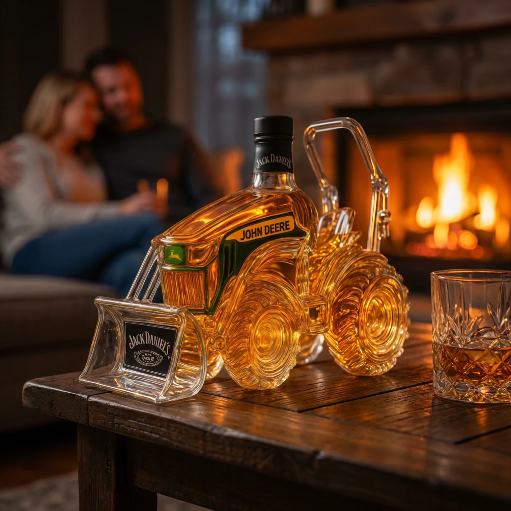 Carafe à whisky Danoir Paris Édition Traktor en verre transparent avec bouchon, élégante et moderne pour servir le whisky.