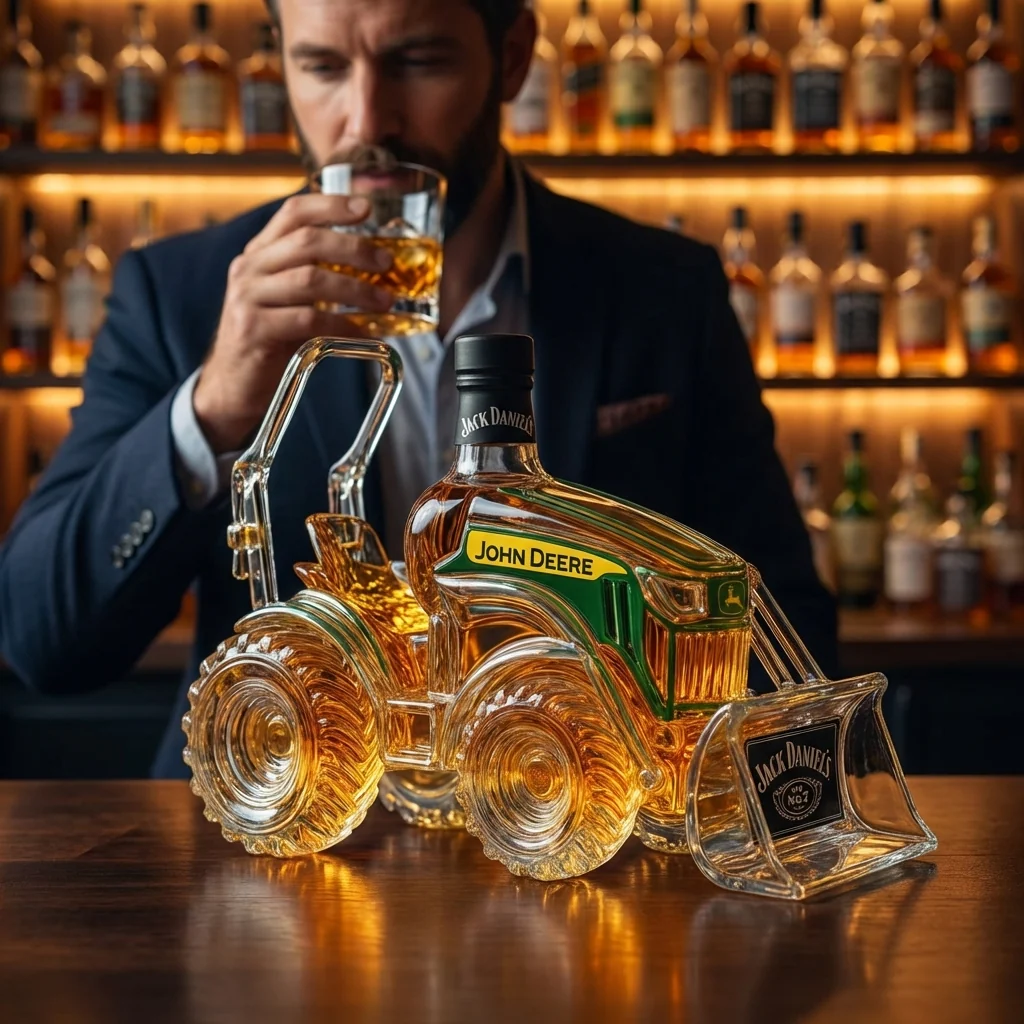 Carafe à whisky Danoir Paris Édition Traktor en verre transparent avec bouchon, design moderne et élégant pour dégustation.