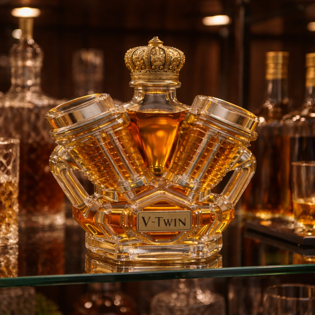 Carafe à whisky Danoir Paris Édition V8 en verre, avec design élégant, idéale pour servir le whisky dans un style sophistiqué.