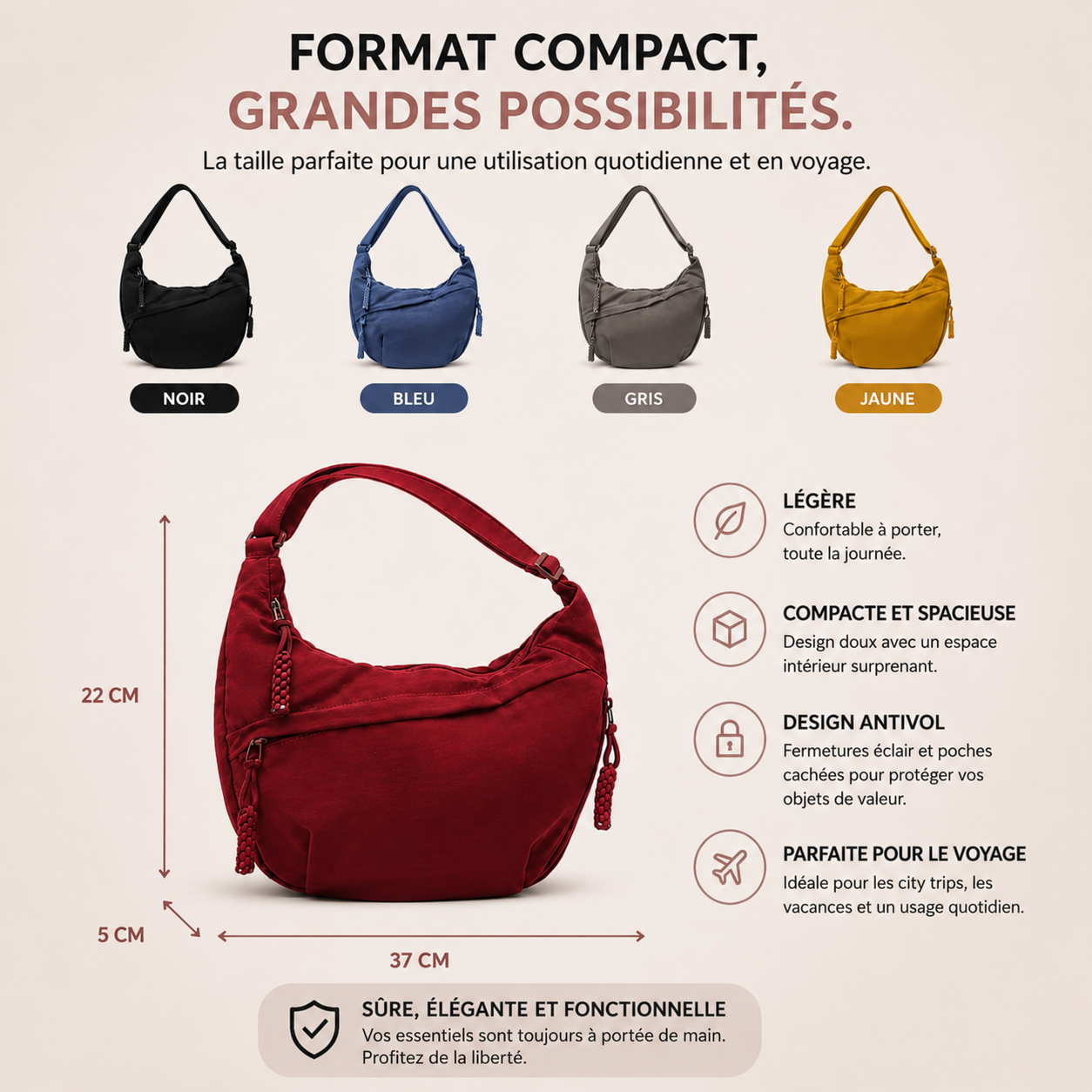 Sac à bandoulière bleu Mara de Danoir Paris, élégant et pratique, avec détails modernes et finition soignée.