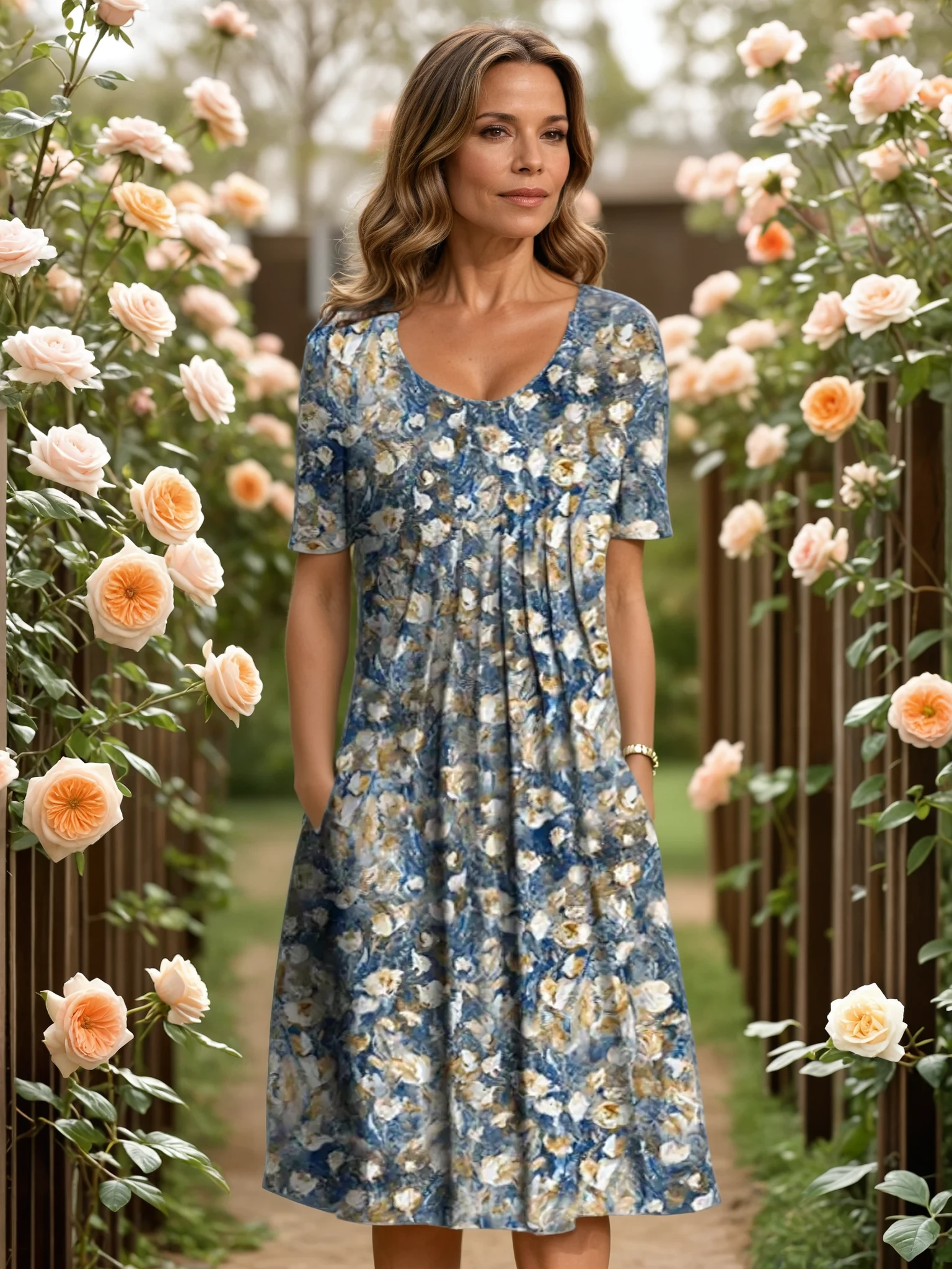 Robe élégante décontractée Olivia de Danoir Paris avec motif floral rouge, tissu fluide et design féminin visible sur l'image.