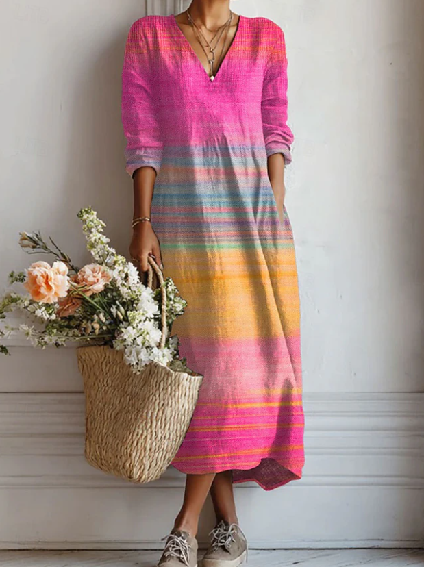 Robe de confort quotidien Marit™ de Danoir Paris, multicolore, en tissu léger, portée décontractée, style confortable pour femme