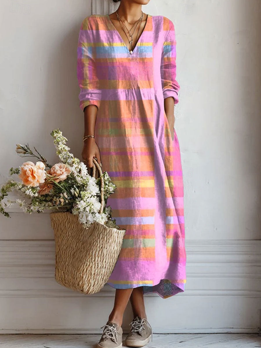 Robe de confort quotidien Sara™ de Danoir Paris, multicolore, douce et décontractée, portée sur un mannequin.