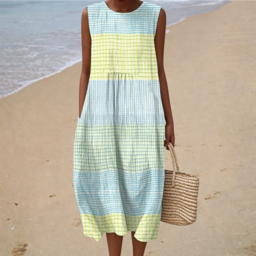 Robe midi décontractée Émilienne de Danoir Paris, tissu léger et coupe fluide, parfaite pour un style confortable et chic.