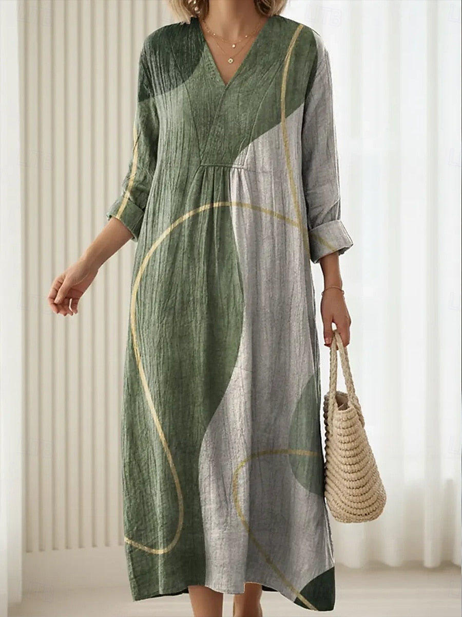 Robe de confort quotidien Lara™ de Danoir Paris en vert, vêtement décontracté et élégant pour un style confortable.