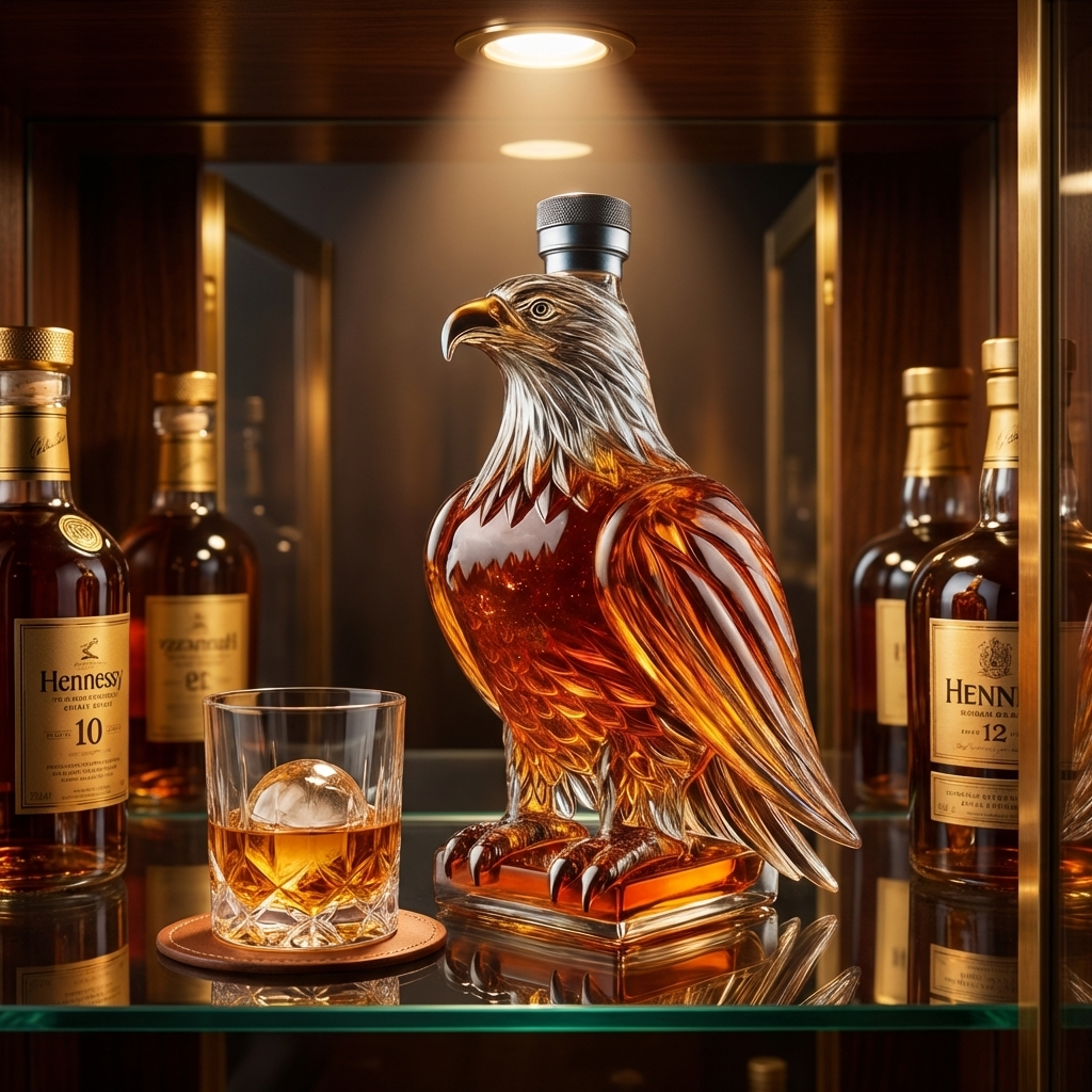 Carafe à whisky Danoir Paris Édition Aigle en verre avec motif élégant, idéale pour servir du whisky avec style.
