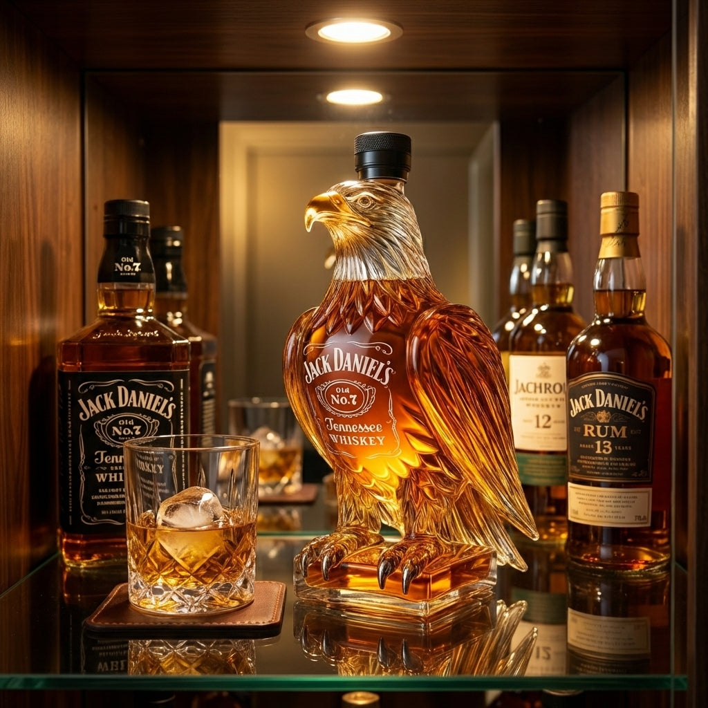 Carafe à whisky Danoir Paris Édition Aigle en verre avec motif d'aigle, élégante et raffinée pour servir le whisky.