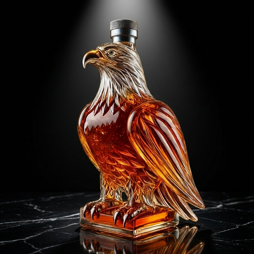 Carafe à whisky Danoir Paris Édition Aigle en verre transparent avec bouchon, design élégant pour service de whisky.