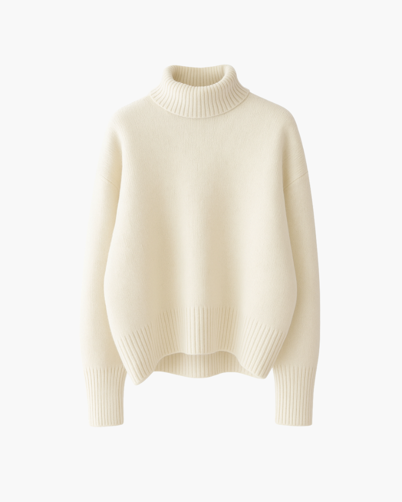 Pull doux Danoir Paris avec col montant en molleton marron, style fashion, parfait pour la saison froide.