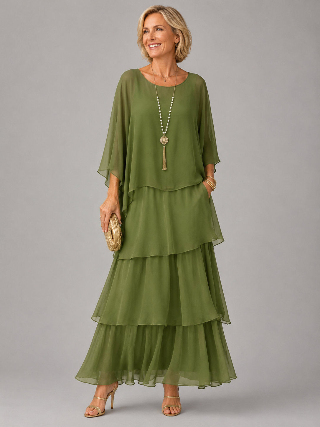 Robe longue élégante Danoir Paris pour femme, fluide, vert foncé, taille S, style maxi, parfait pour une silhouette sophistiquée.