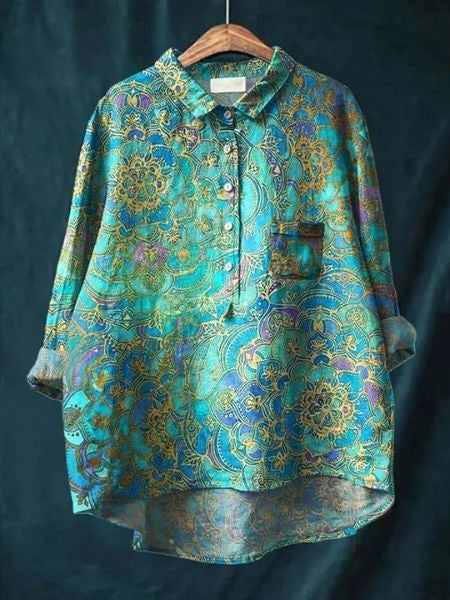Blouse florale élégante Lila de Danoir Paris, tissu léger avec motifs floraux colorés, portée décontractée ou habillée