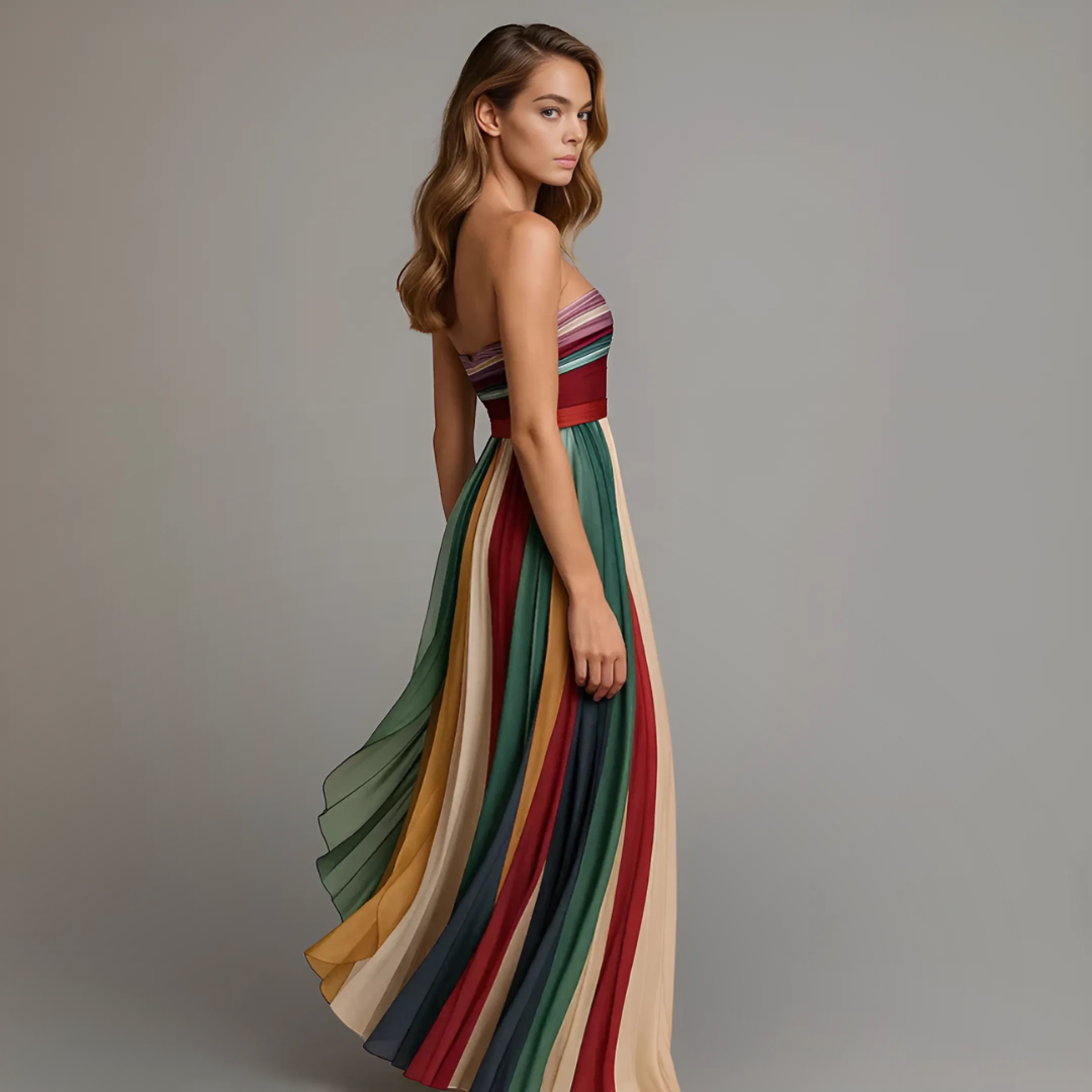 Robe longue décontractée Alviana de Danoir Paris, taille XS, en tissu fluide et confortable, portée sur mannequin.