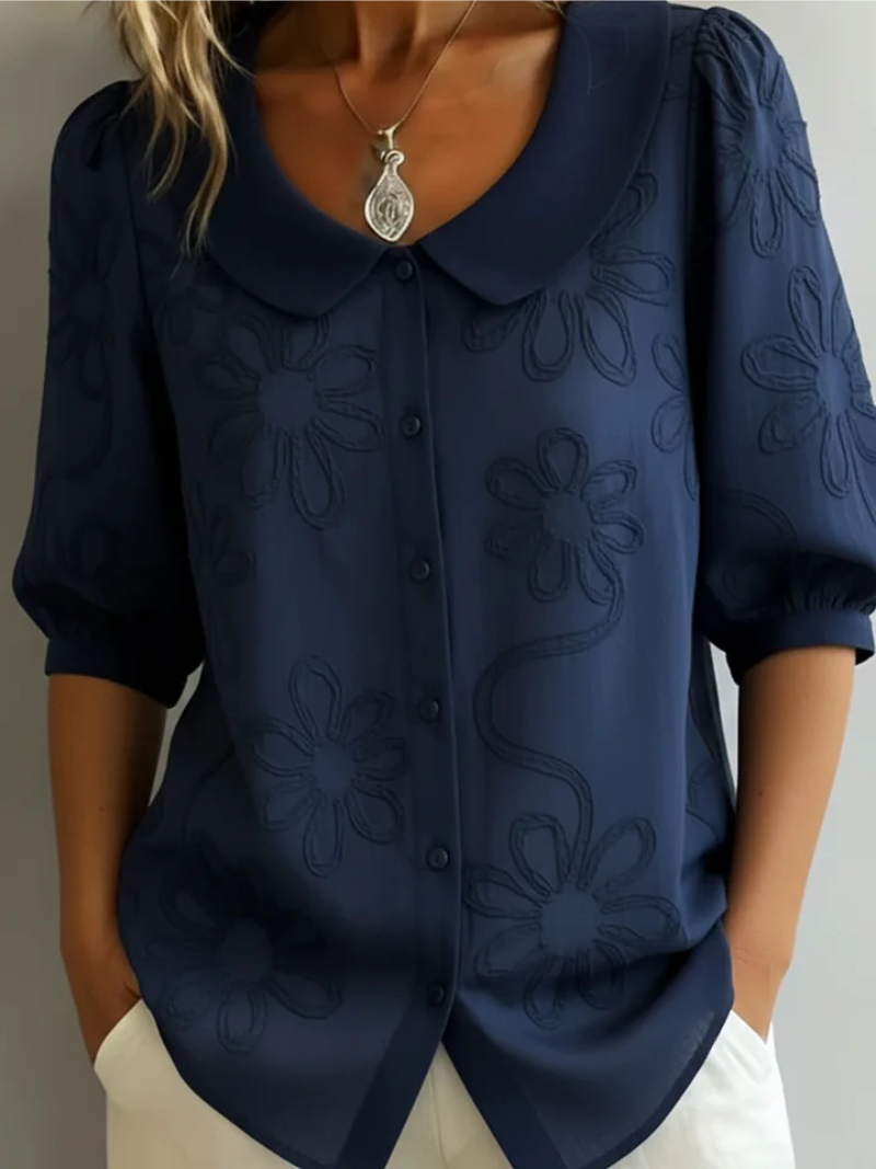 Chemisier Sara de Danoir Paris, confortable et fleuri en jaune, style léger et élégant pour femmes.