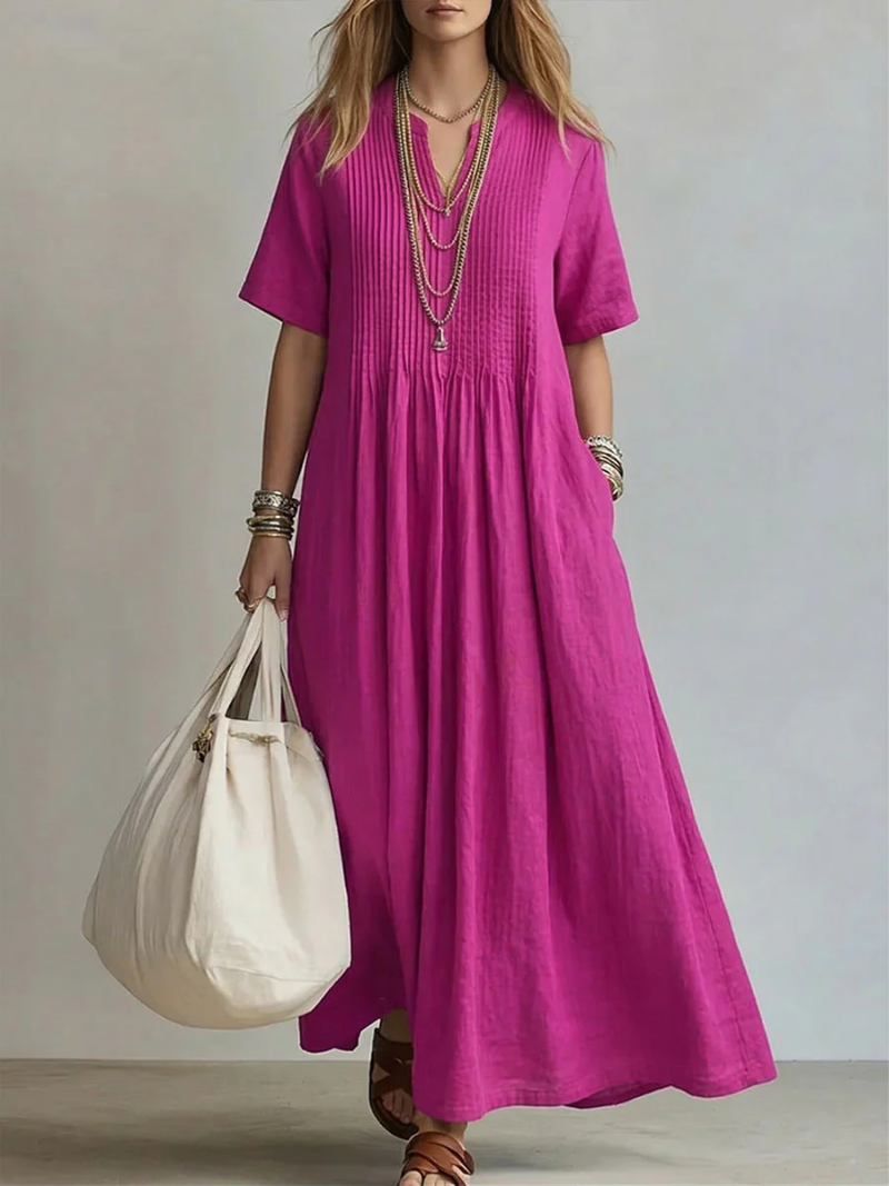 Robe confortable Sofia Danoir Paris en rose, style décontracté pour un look quotidien, en tissu doux et léger.