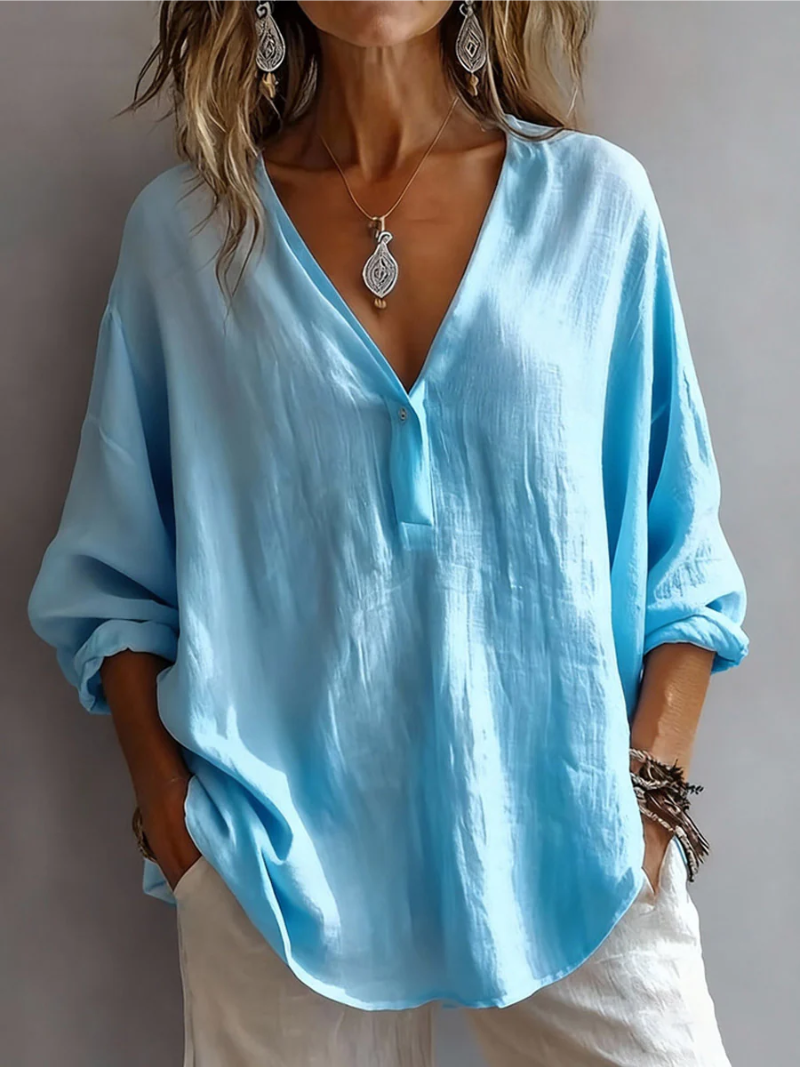 Blouse simple quotidienne Elina de Danoir Paris en rose, vêtement décontracté en tissu léger et confortable.