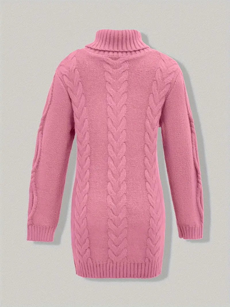 Robe turtleneck élégante de Danoir Paris, modèle FR1031, couleur cramoisi, taille XS, vue de face sur mannequin.