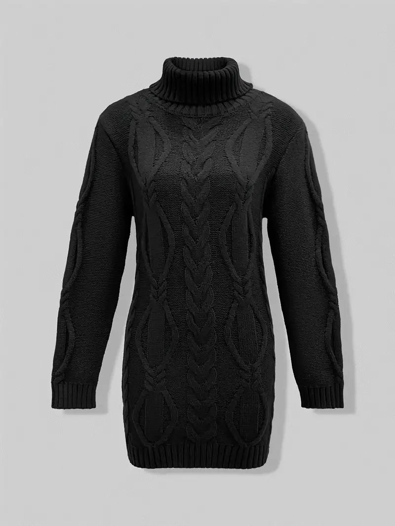 Robe turtleneck élégante Danoir Paris, modèle FR1031, couleur cramoisi, en tissu fluide, vue de face en taille XS