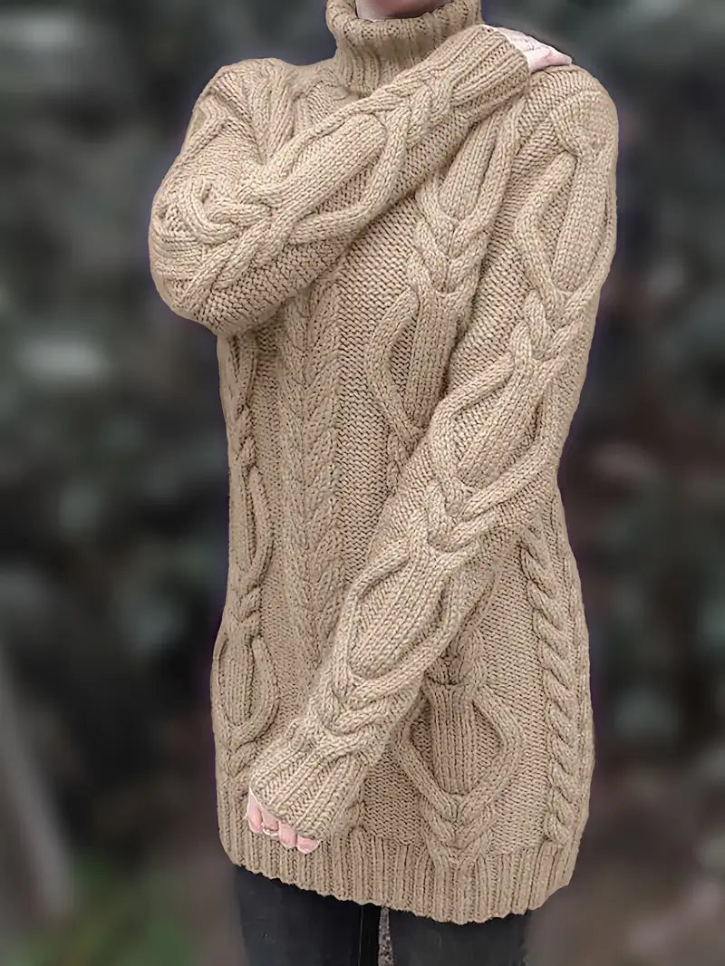 Robe turtleneck élégante Narda de Danoir Paris en cramoisi, coupe fluide et tissu doux, vue de face.