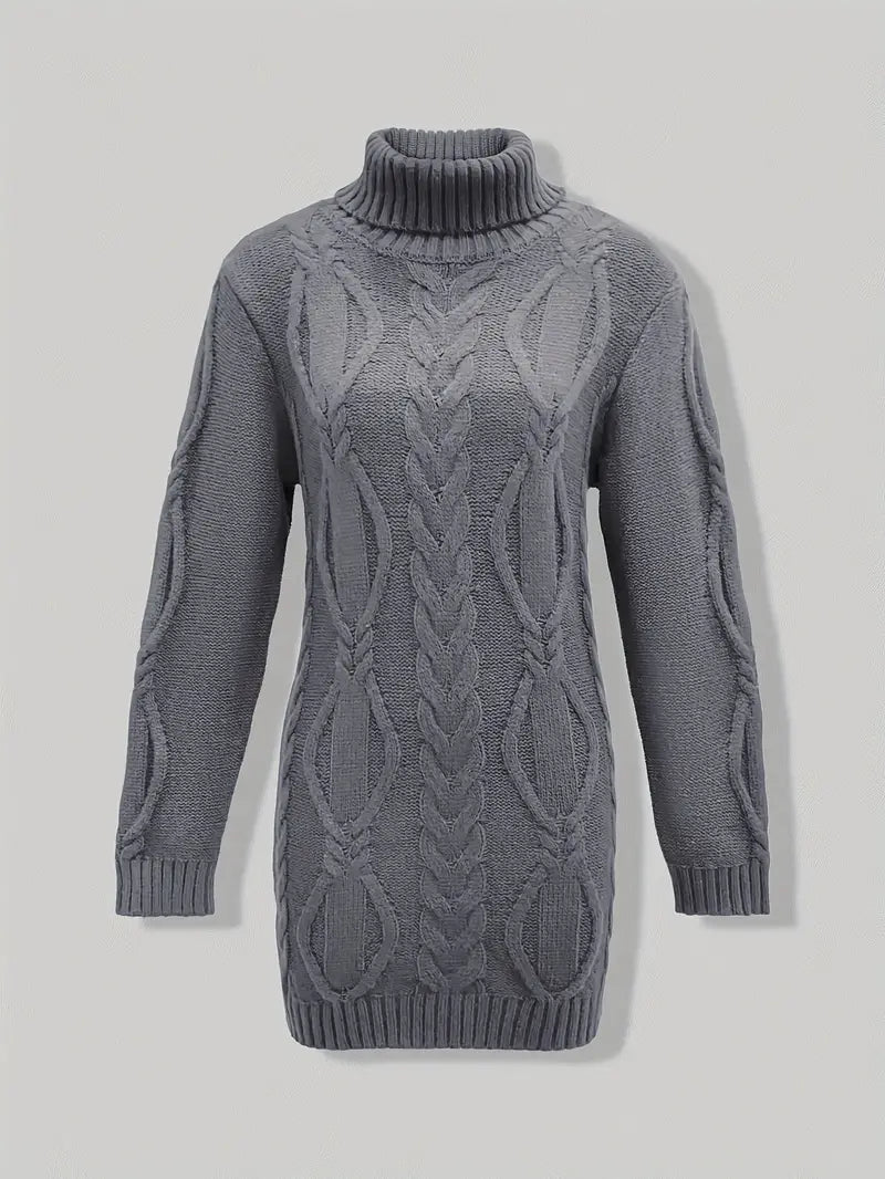 Robe élégante cramoisie Danoir Paris FR1031 avec col roulé, tissu fluide, coupe ajustée, parfait pour une allure sophistiquée.