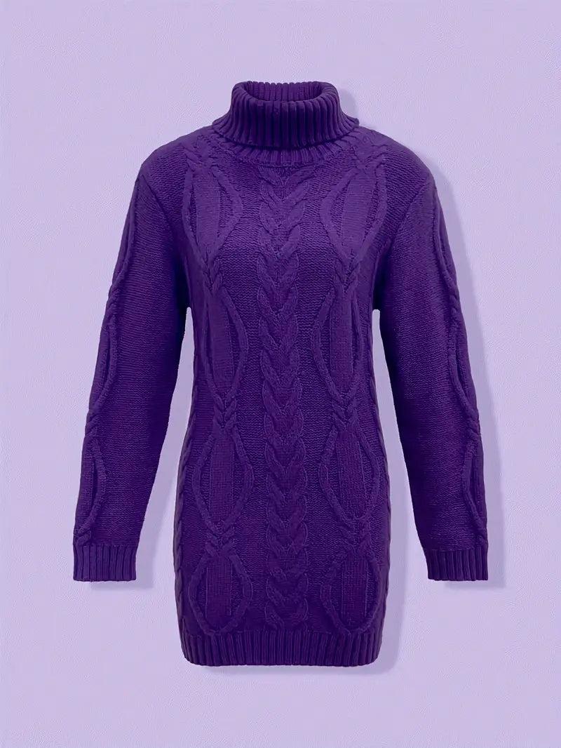 Robe turtleneck élégante Narda de Danoir Paris, cramoisie, taille XS, vue de face avec détail du tissu sophistiqué.