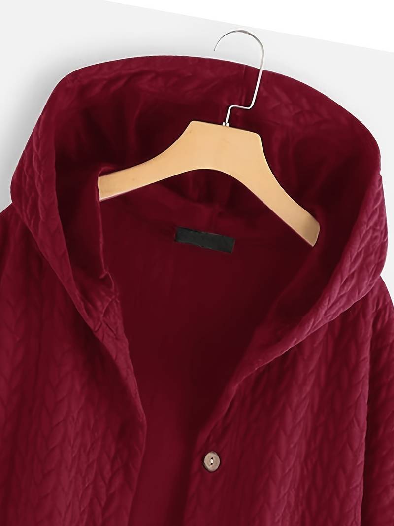 Veste matelassée automnale rouge Bourgogne Julie de Danoir Paris, élégante et chaude, vue de face sur le produit.
