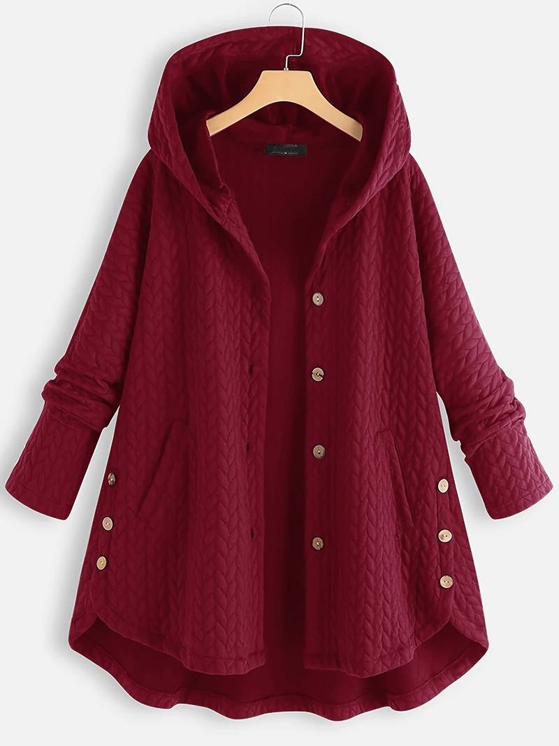 Veste matelassée automnale Danoir Paris Julie en rouge Bourgogne, élégance et confort, fermeture zippée et col montant.