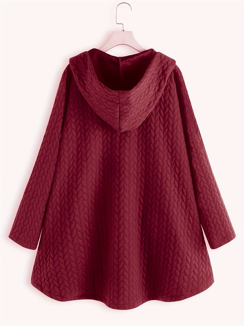 Veste matelassée automnale rouge bourgogne Julie Danoir Paris, style élégant et chaud, vue de face.