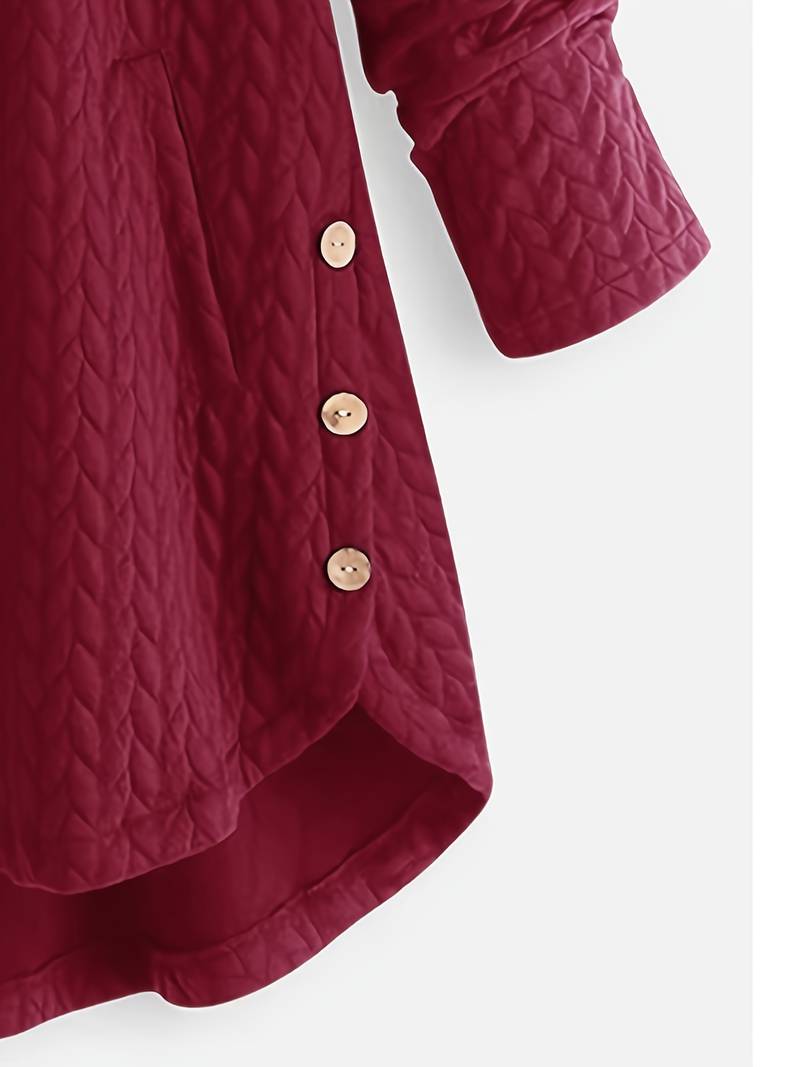 Veste matelassée automnale rouge bourgogne Julie Danoir Paris, style élégant et chaud pour l'automne.