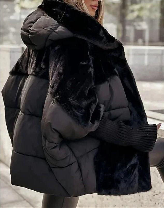 Veste d'hiver élégante Danoir Paris Lena FR1057 en marron, coupe sophistiquée et tissu chaud, vue de face.