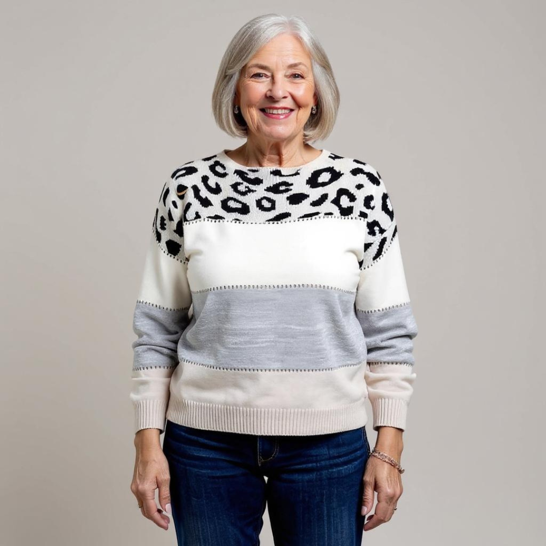 Pull léopard Danoir Paris Pascalina, confortable, en gris, tendance et doux pour un look chic et décontracté.