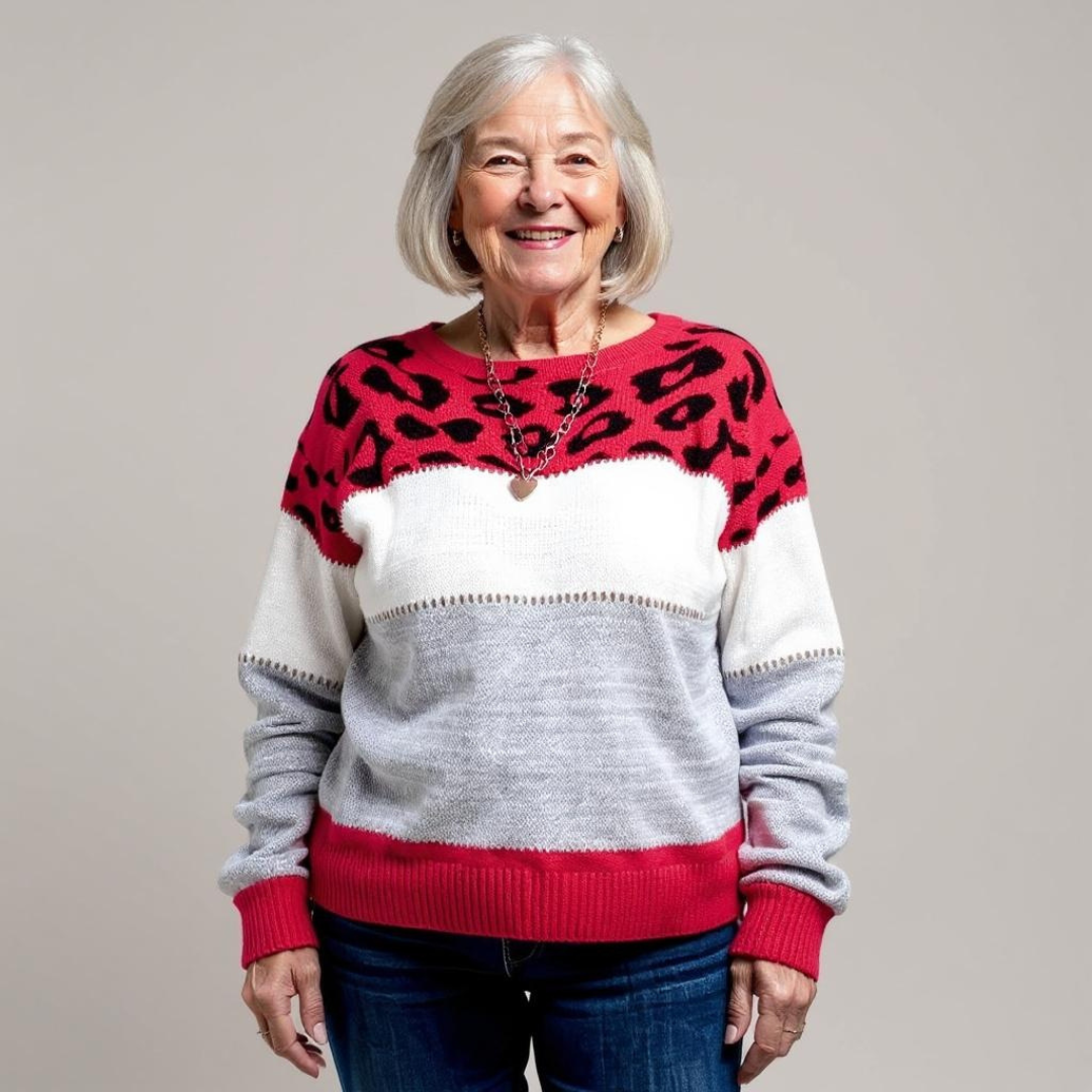 Pull léopard Danoir Paris Pascalina, confortable, en gris, avec motif animal, pour un style décontracté et tendance.